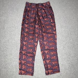 J Crew Collection Pull On Pants Womens 0 Purple Tiger Casual Silk Ankle Trousers